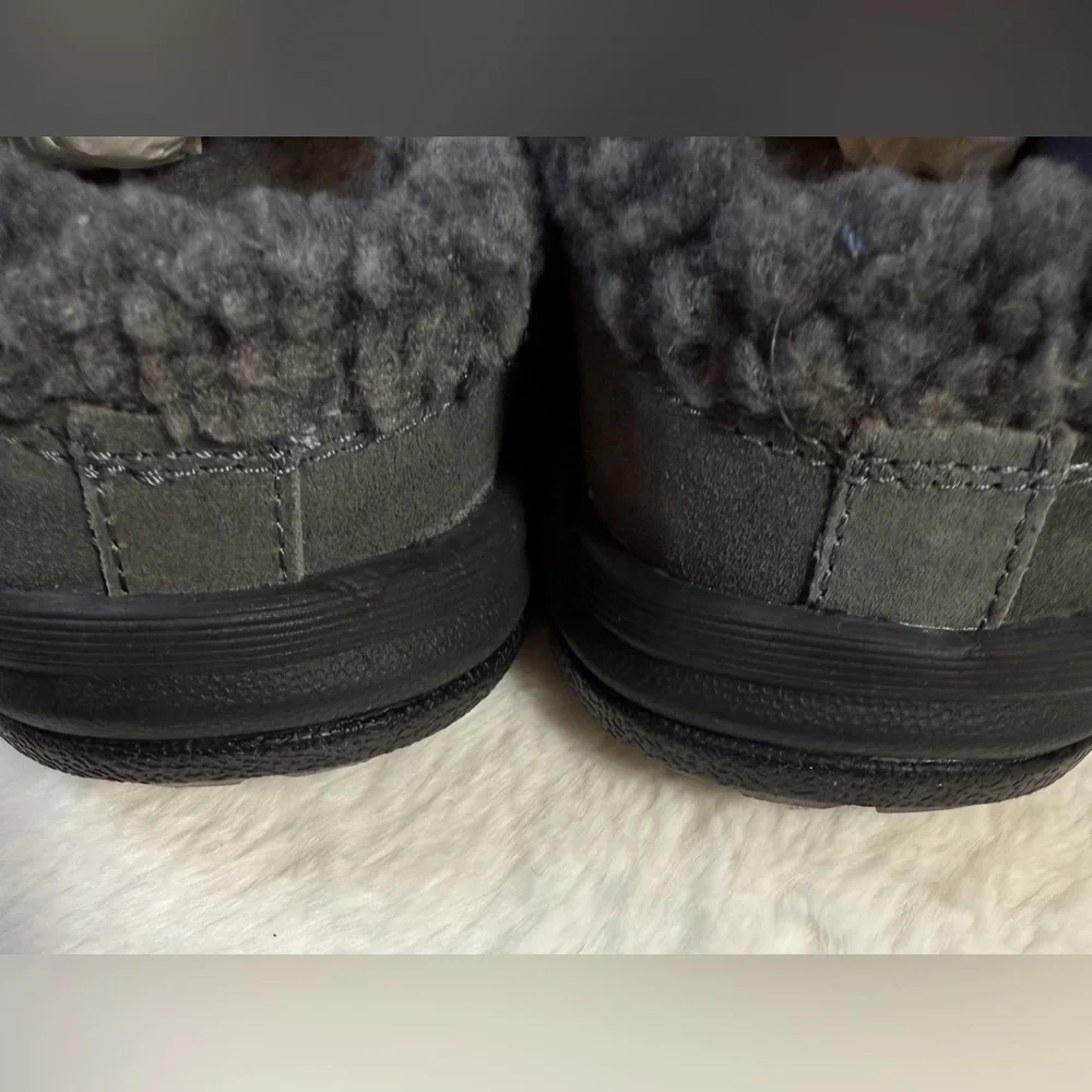 Ryka Arctica Women’s 10W Gray Suede Slip-On Winter Mules Faux Fur Lined